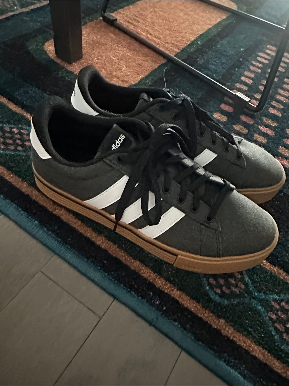 adidas Black & White Low-Top Sneakers with Gum Sole